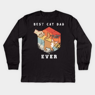 Best cat dad ever - Father vintage cat dad ever gift Kids Long Sleeve T-Shirt